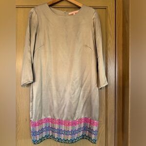 Vilagallo Gold Sheen Acetate Lined Embroidered Hem Dress / EUR 42 / large